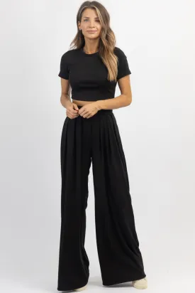 BLACK RIBBED PALAZZO PANT SET *BACK IN STOCK*