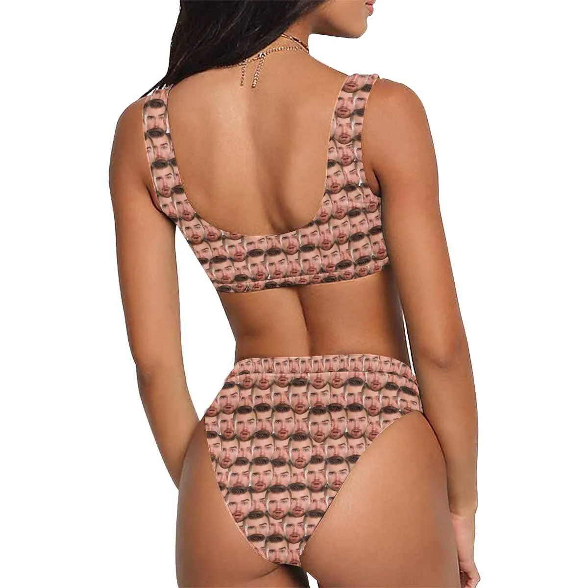 Custom Face High Waisted Swimsuit - Seamless Face