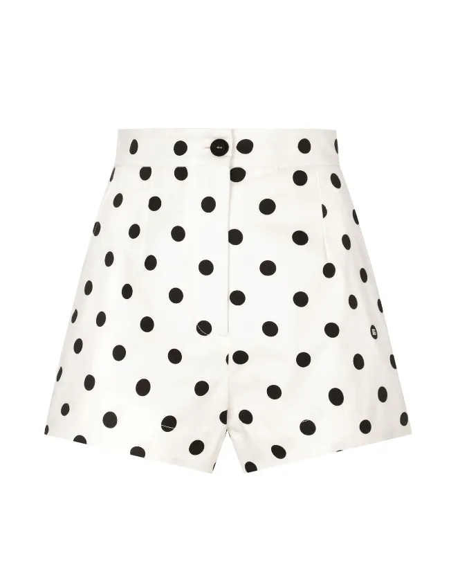 Dolce & Gabbana high-waisted drill shorts with polka-dot print