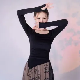 Mao Black Asymmetrical Shirt