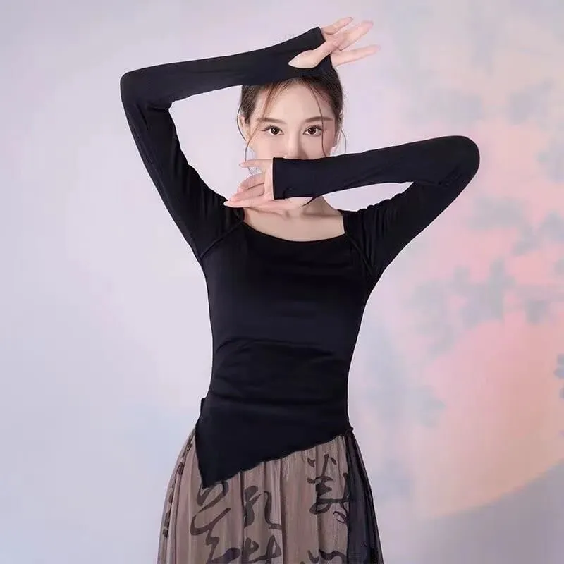 Mao Black Asymmetrical Shirt