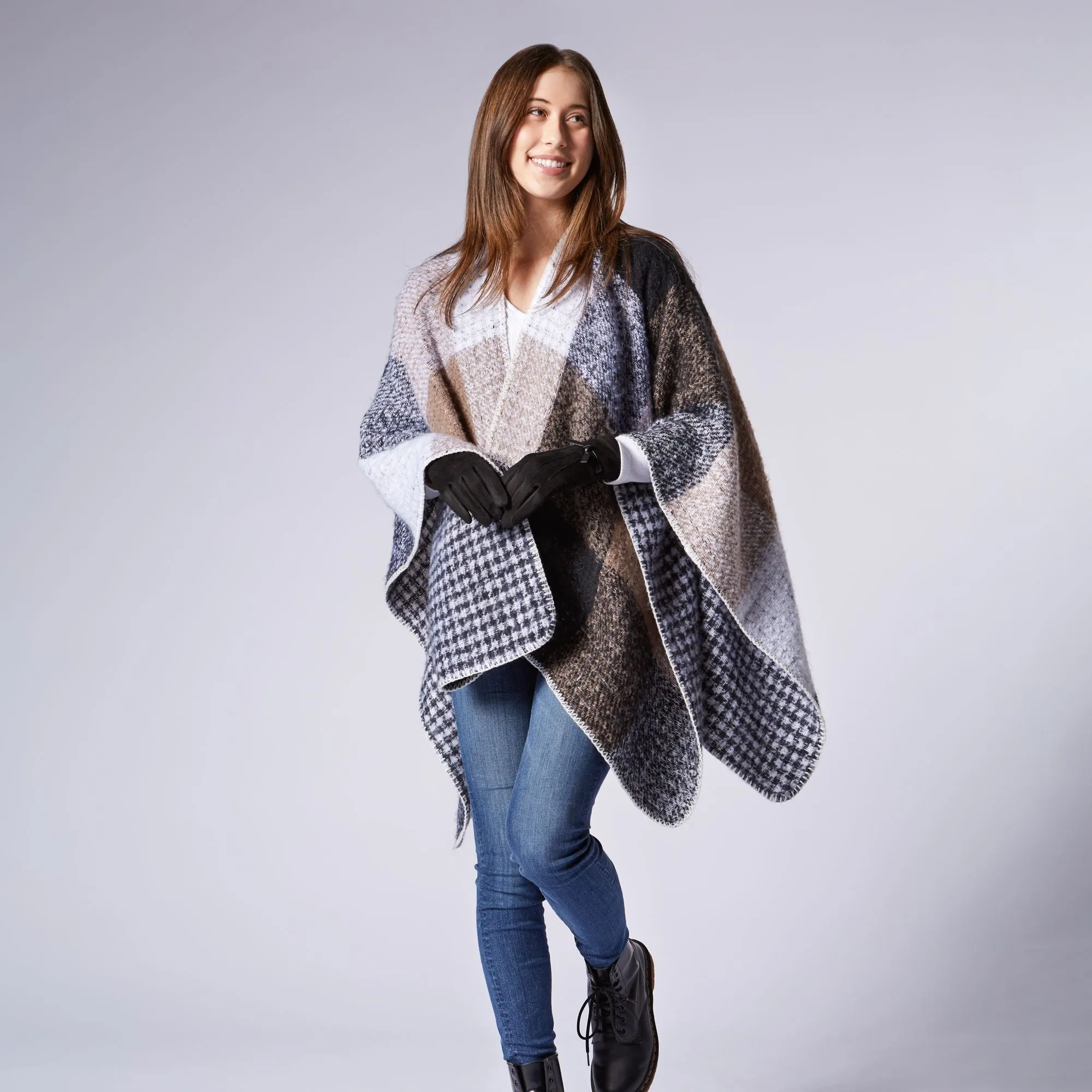 Olivia Plaid Ruana Poncho