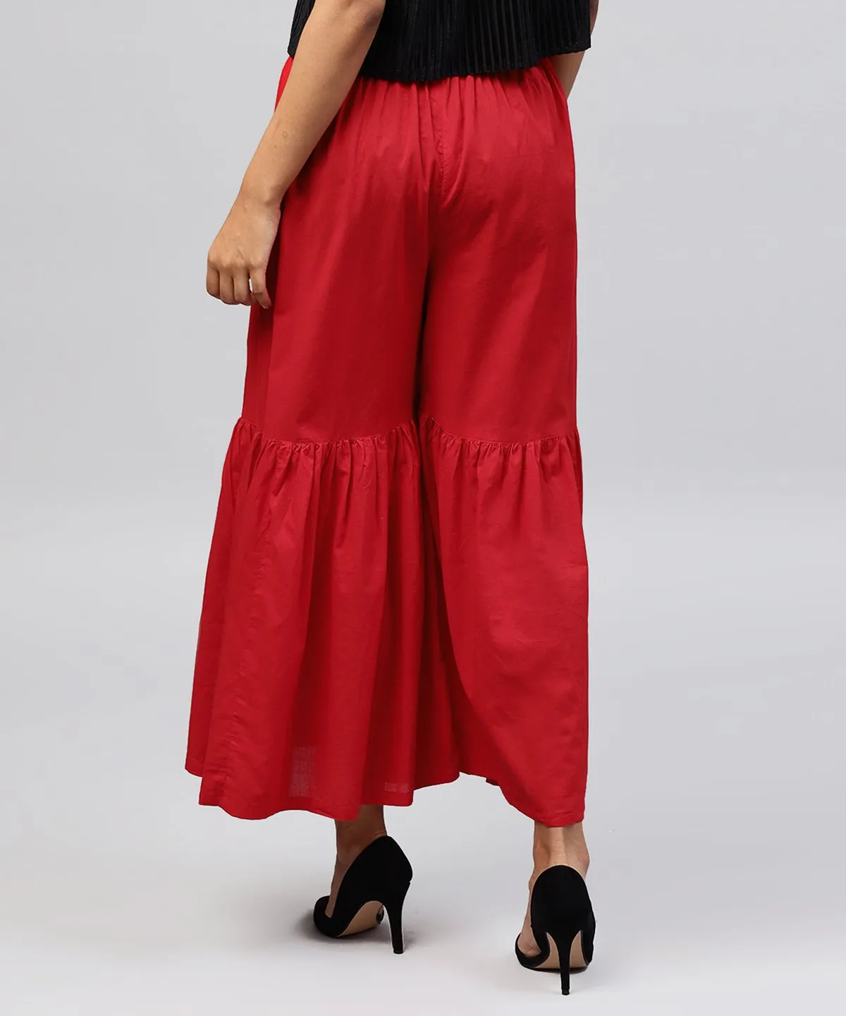 Red Cotton Ankle Length Sharara