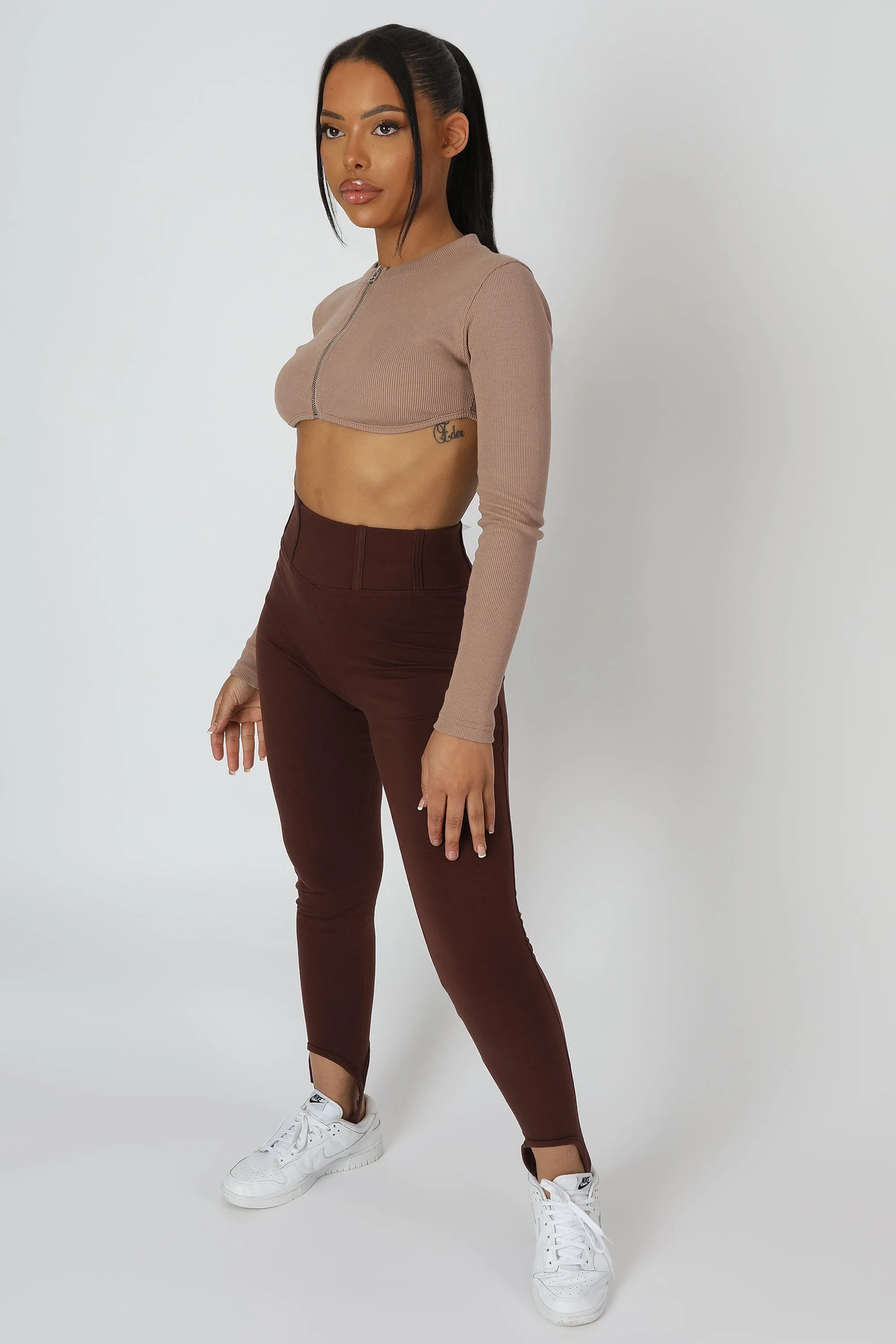 Scoop Stirrup Corset Legging Chocolate