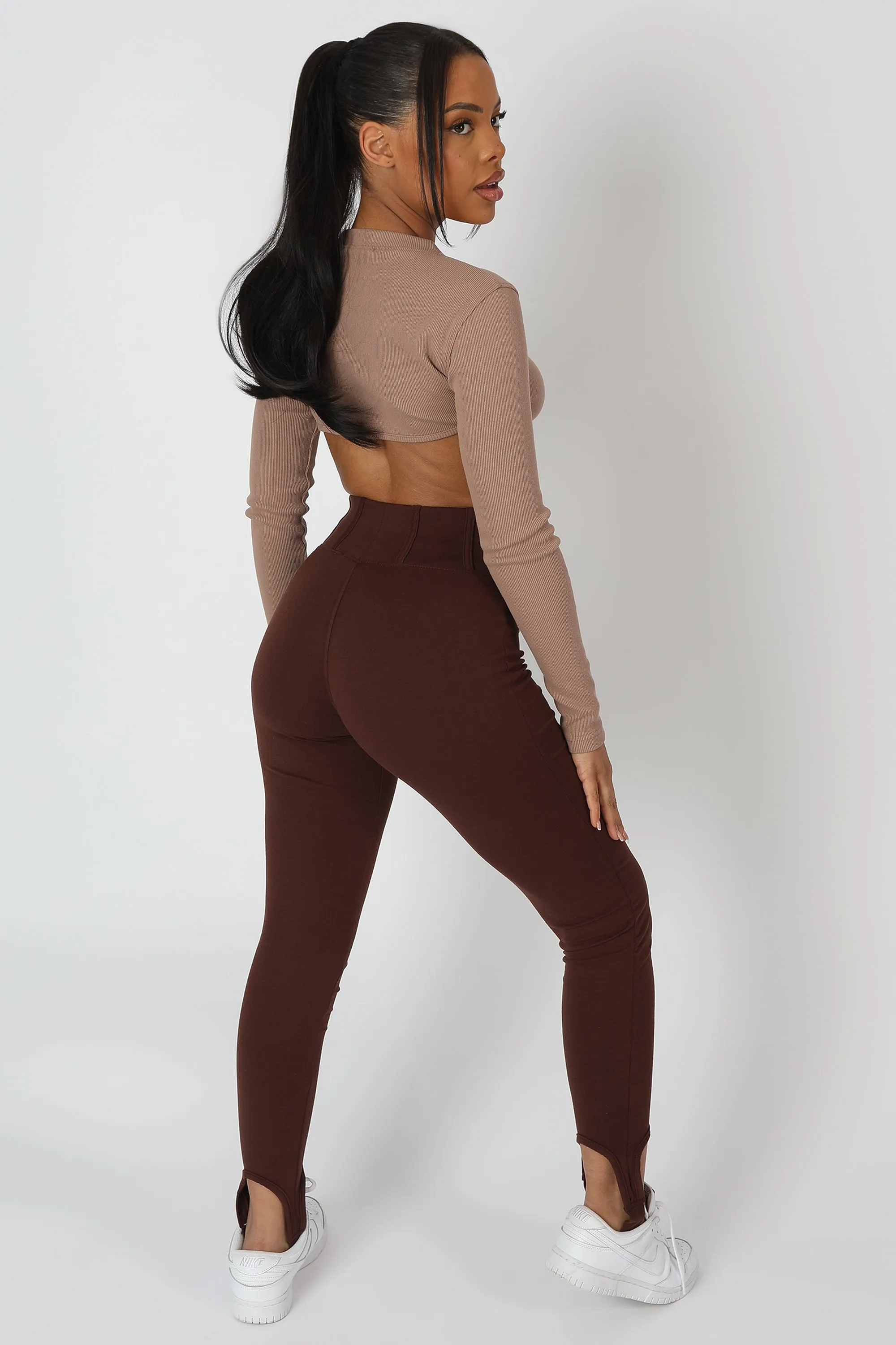 Scoop Stirrup Corset Legging Chocolate