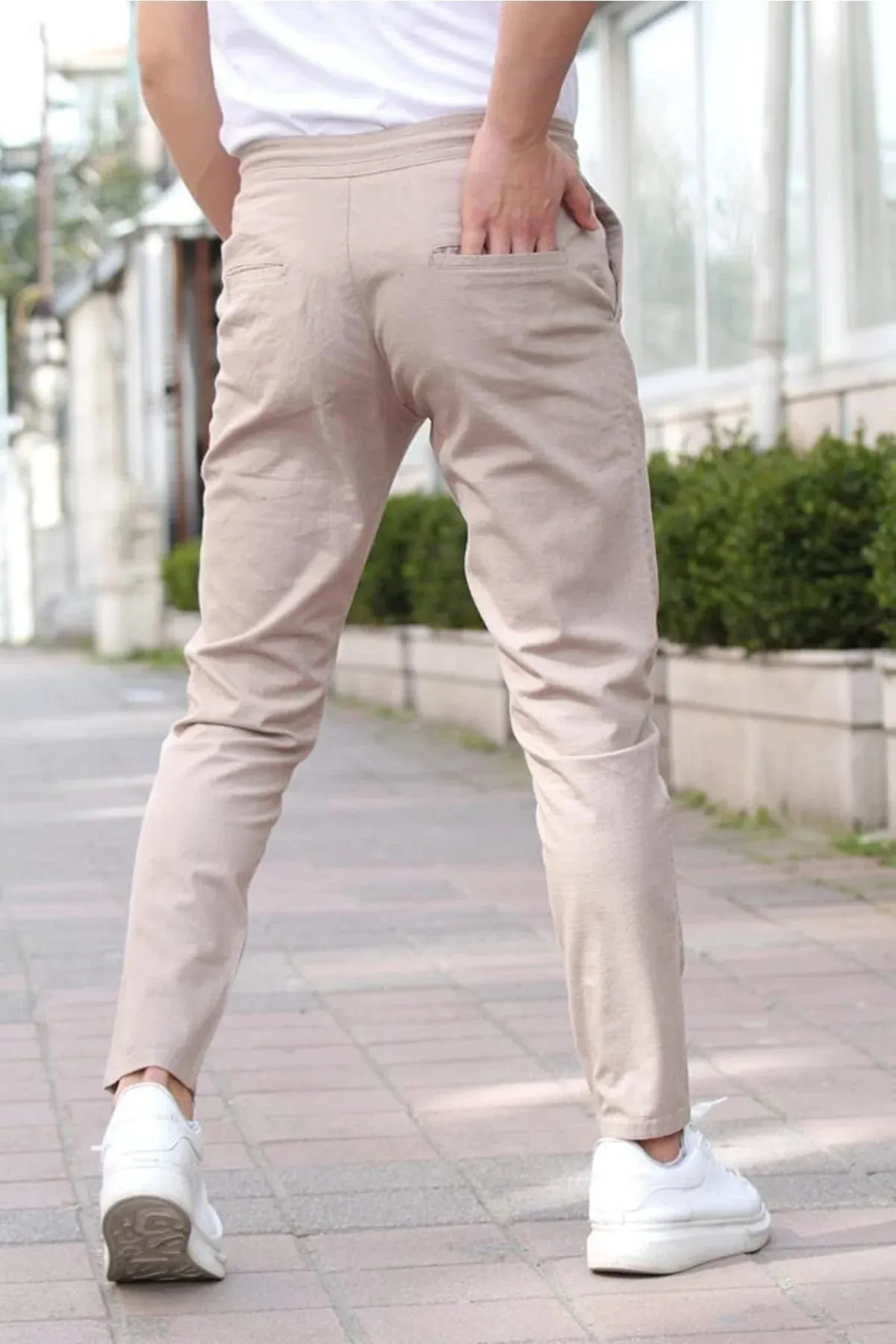 Tarz Cool Men's Mink Eganis Drawstring Jogger Buttoned Fabric Pants